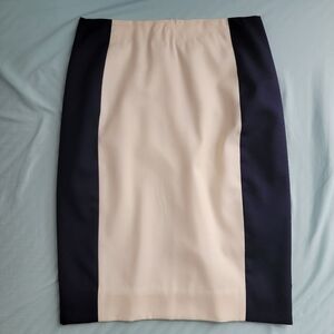 J.Crew Wool Navy Cream Pencil Skirt Women's 2P